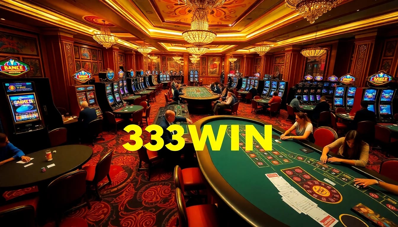 Experience thrilling casino action at 33WIN with vibrant gaming tables and enticing slot machines.