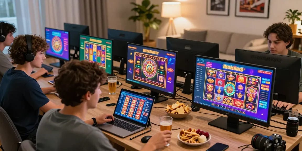 Players enjoying a vibrant online gaming experience with au88 interface and colorful casino graphics