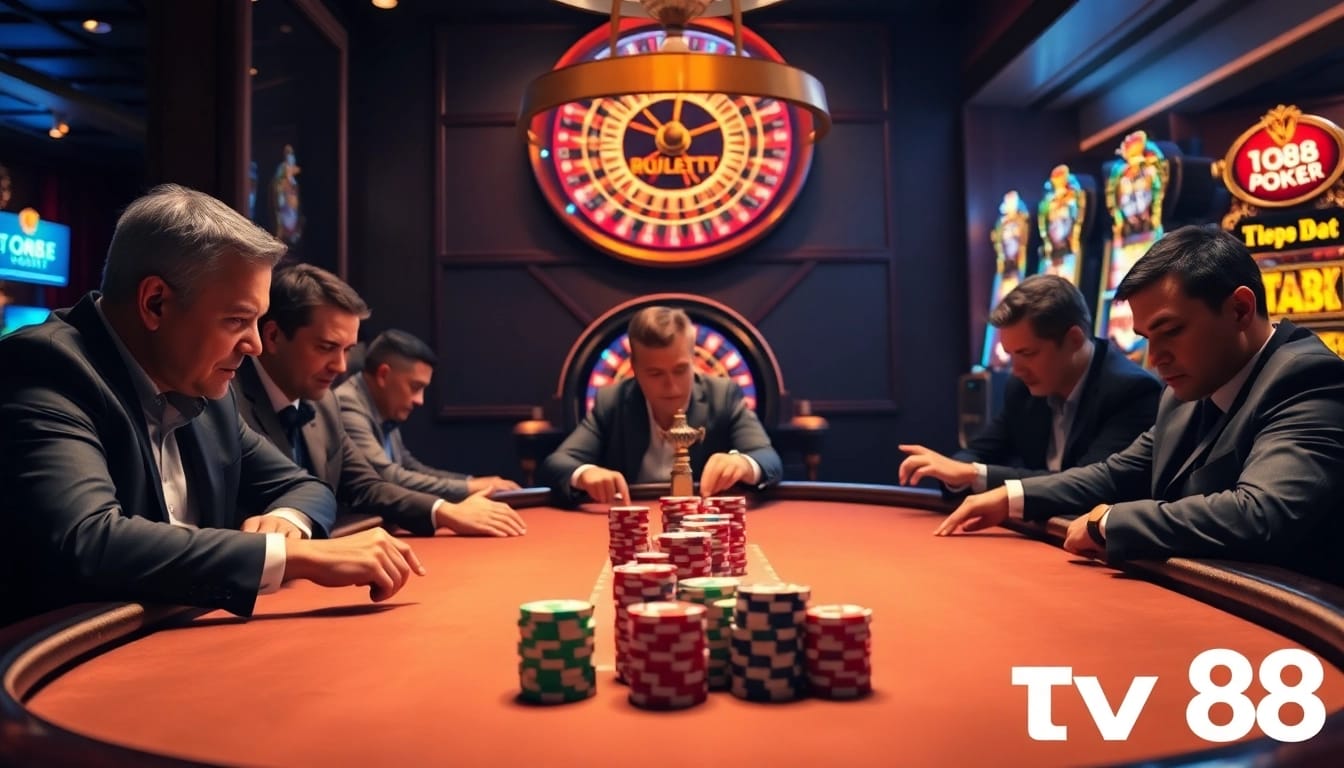 Engage in thrilling casino excitement at https://tv88.network/ with vibrant poker and roulette gameplay.