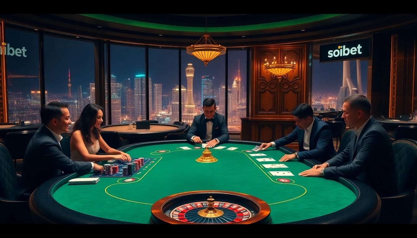 Experience the thrilling atmosphere of soibet with intense poker action and luxurious casino elements.