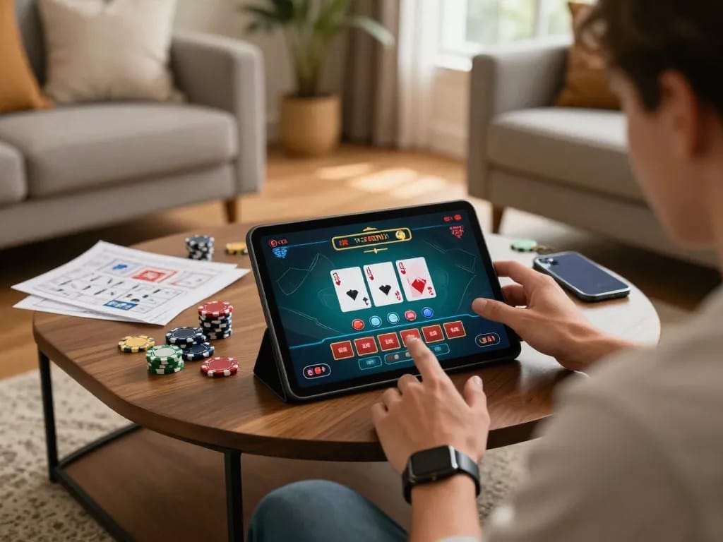 Player engaging in a live dealer blackjack game on XXGG platform from home