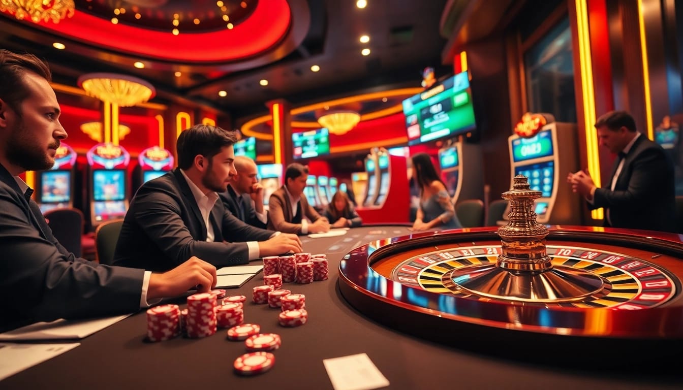Thrilling thabet casino experience with vibrant tables and engaging players in action