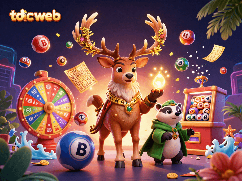Experience vibrant luck and excitement with tdtc web's engaging lottery and gaming illustration.