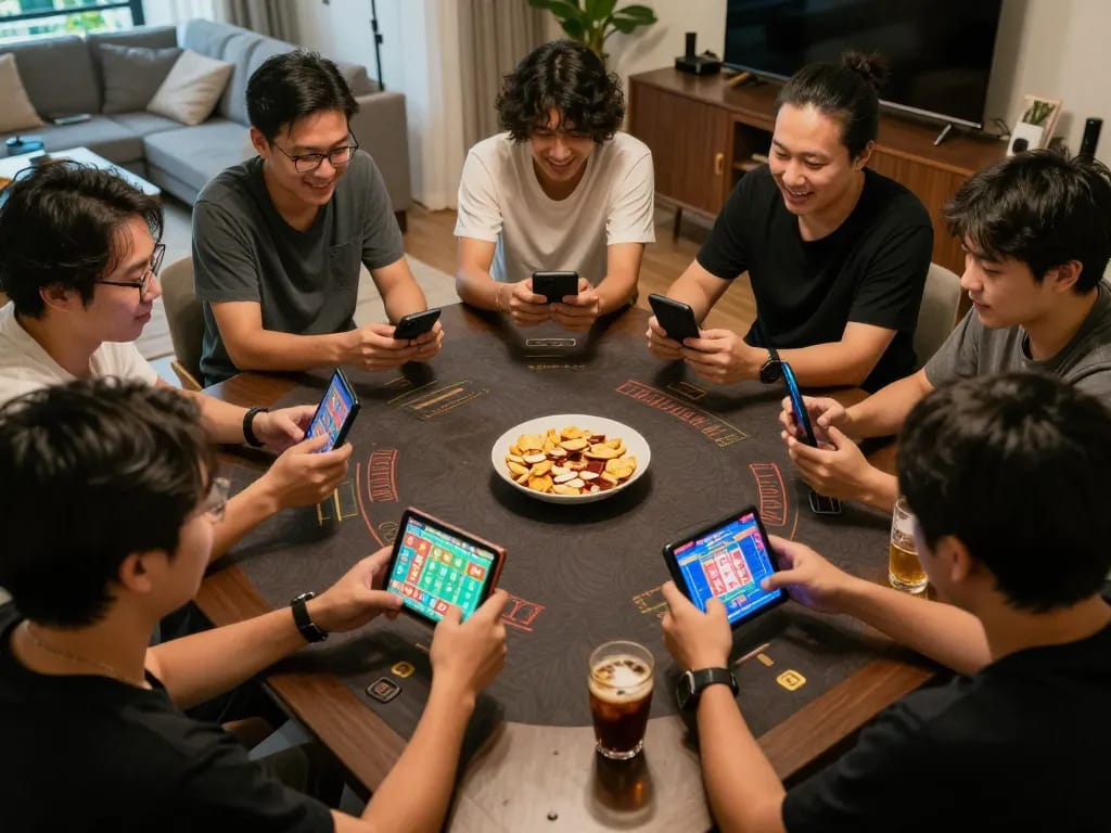 Lô Đề Uy Tín gameplay strategies showcased in an engaging online gambling session among friends with mobile devices