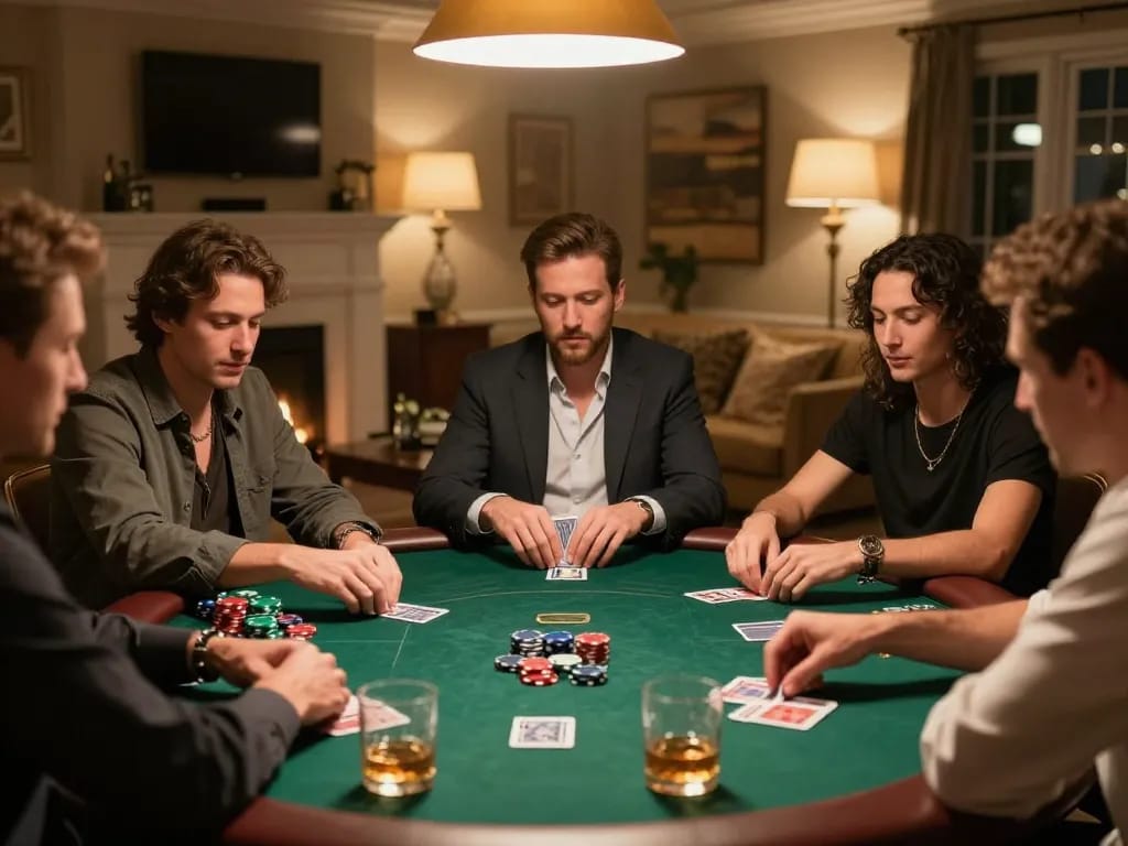 Watch strategic poker gameplay at https://9bet9.in.net with vibrant atmosphere and focused players.
