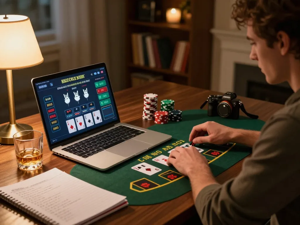 Player engaged in live dealer blackjack at home, focusing on strategic betting at DH88