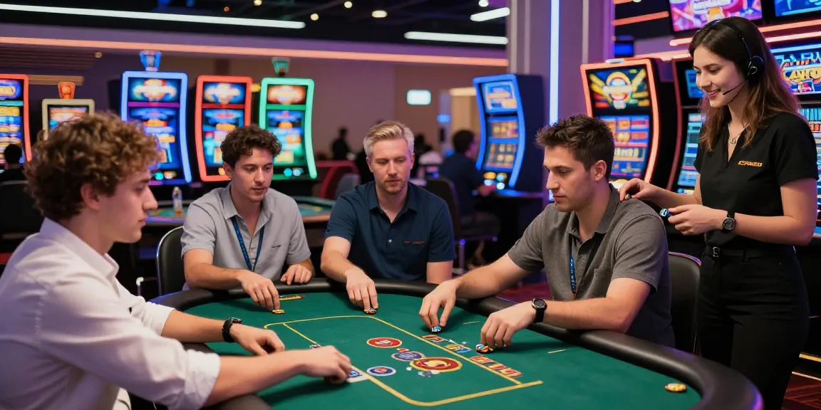 HELLO88 online gambling scene with diverse players enjoying various games in a vibrant casino.