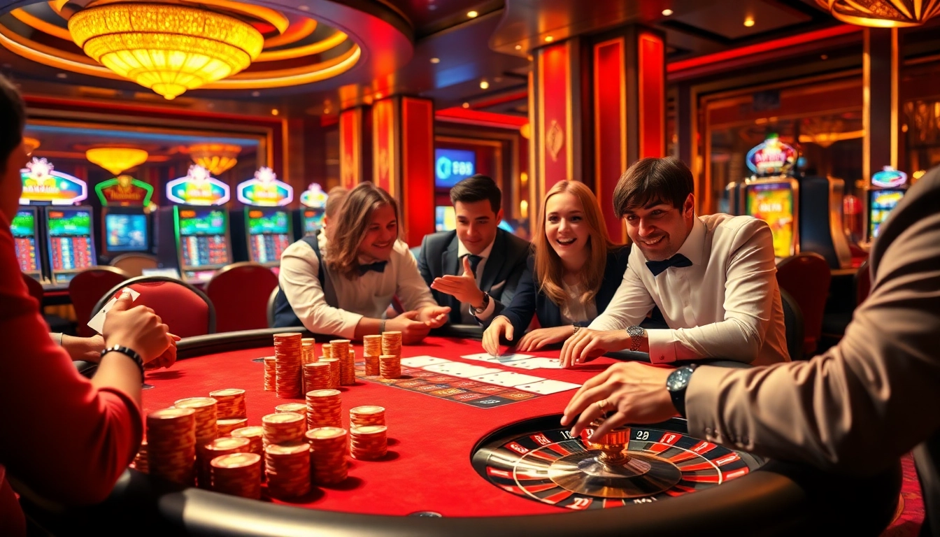 Gamble at https://rr88.black/ with vibrant poker chips and excited players in a luxurious casino setting.