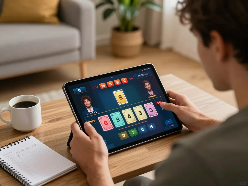 Experience the excitement of 79KING online blackjack with strategic betting in a cozy living room.