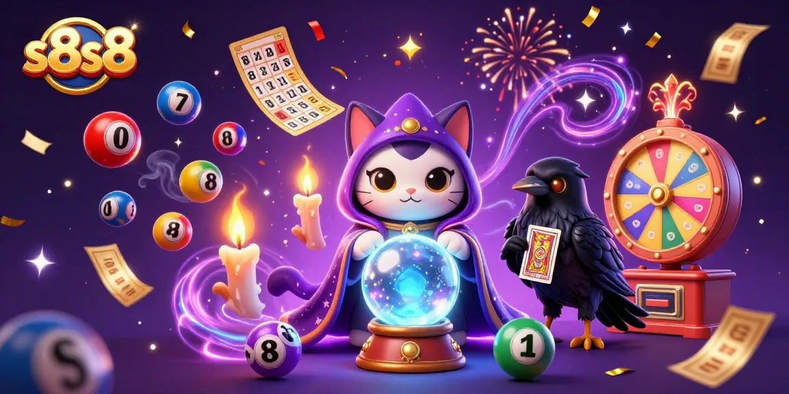 Engage in thrilling gaming with s8s8's captivating illustration featuring a mystic cat and lively casino elements.