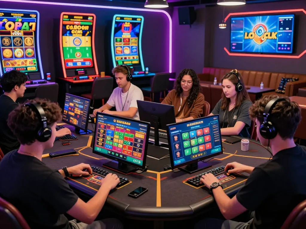 Exciting online lô đề gaming scene with players engaged in betting and vibrant digital displays.