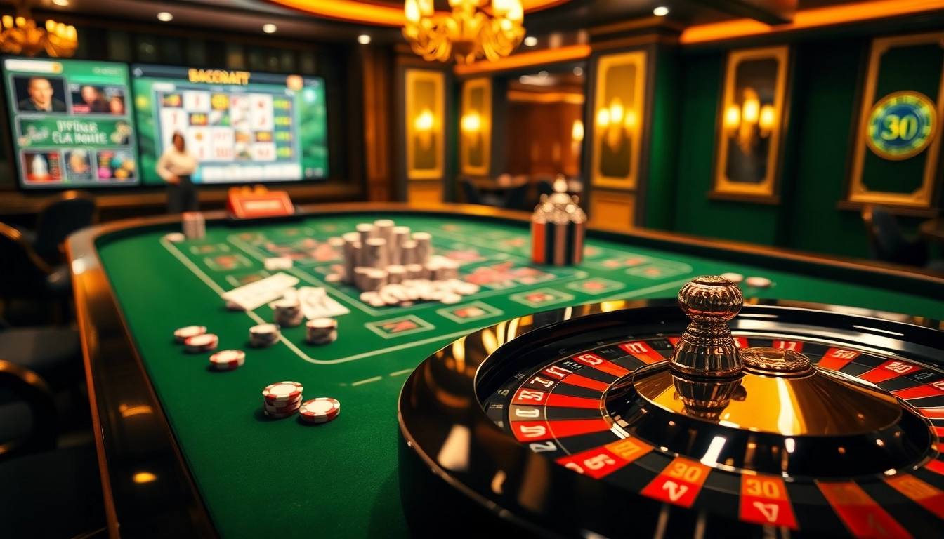 Exciting online gambling scene at nhà cái hubet with players placing bets and a roulette wheel spinning.