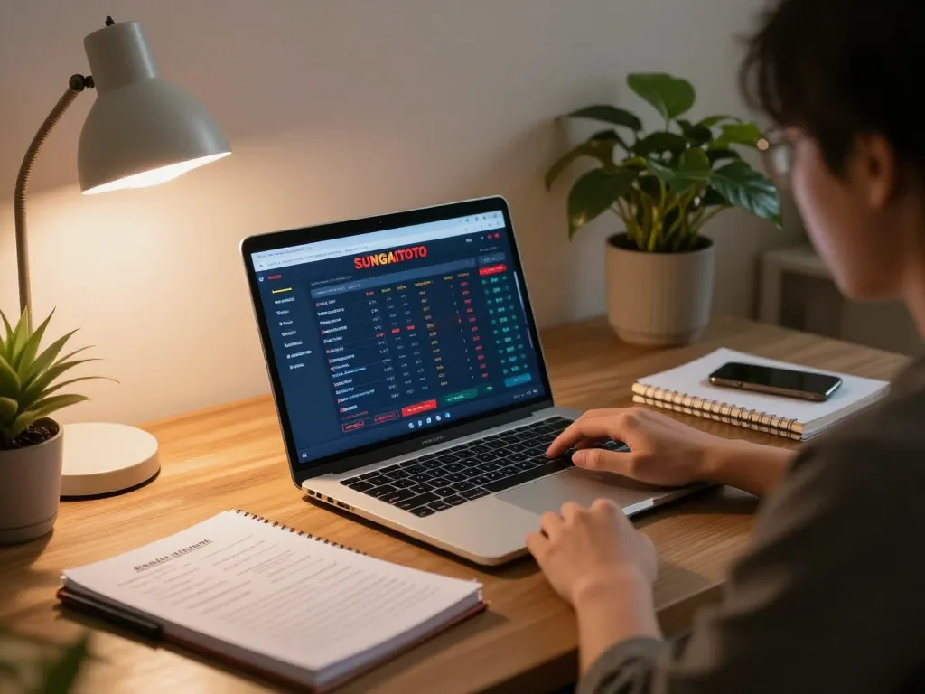 Engage with daftar sungaitoto while enjoying a cozy online gambling session at home with strategic notes.