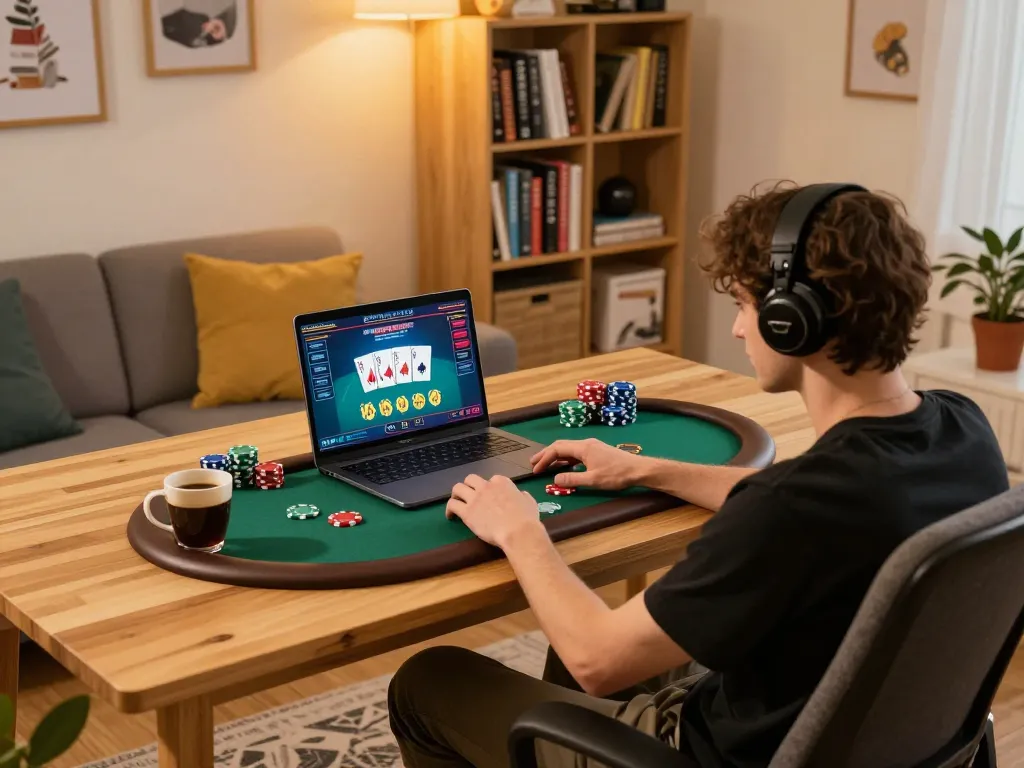 Engaging in online poker at home with nk88 for an exciting gambling experience.