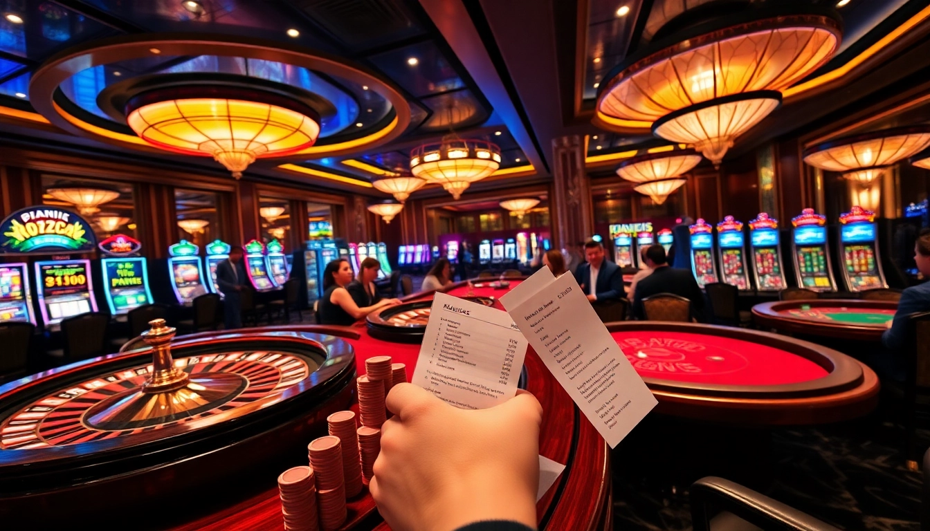 Exciting gambling scene at HZ88 featuring vibrant tables and high-stakes poker action.
