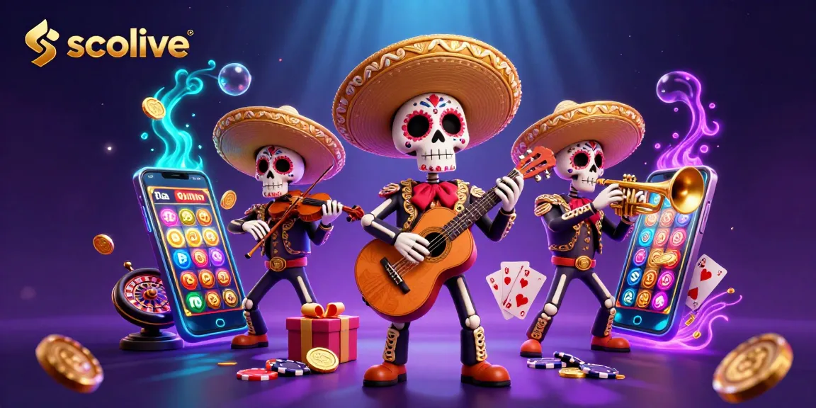 Socolive features a live casino with vibrant mariachi skeletons surrounded by gaming elements.