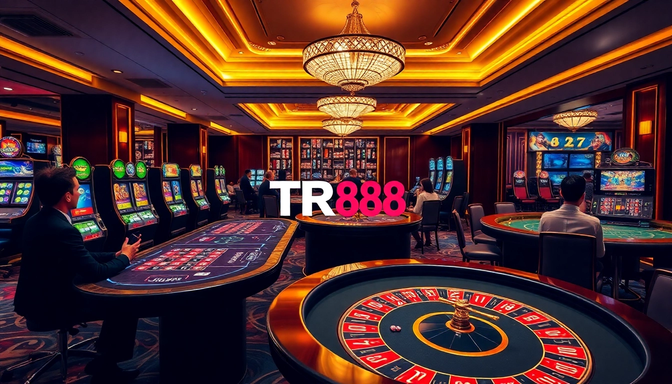 Engaging gamblers at TR88's vibrant casino tables with sparkling chips and dynamic action.