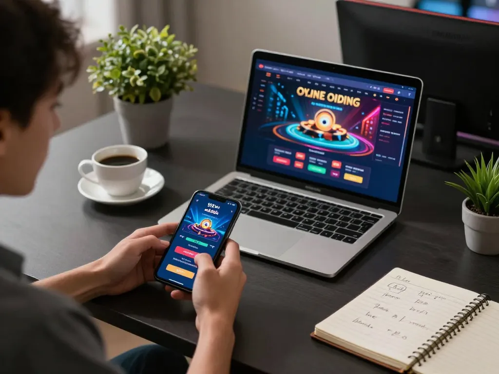 Players engaging with 555win mobile app, enjoying online casino experience at home.