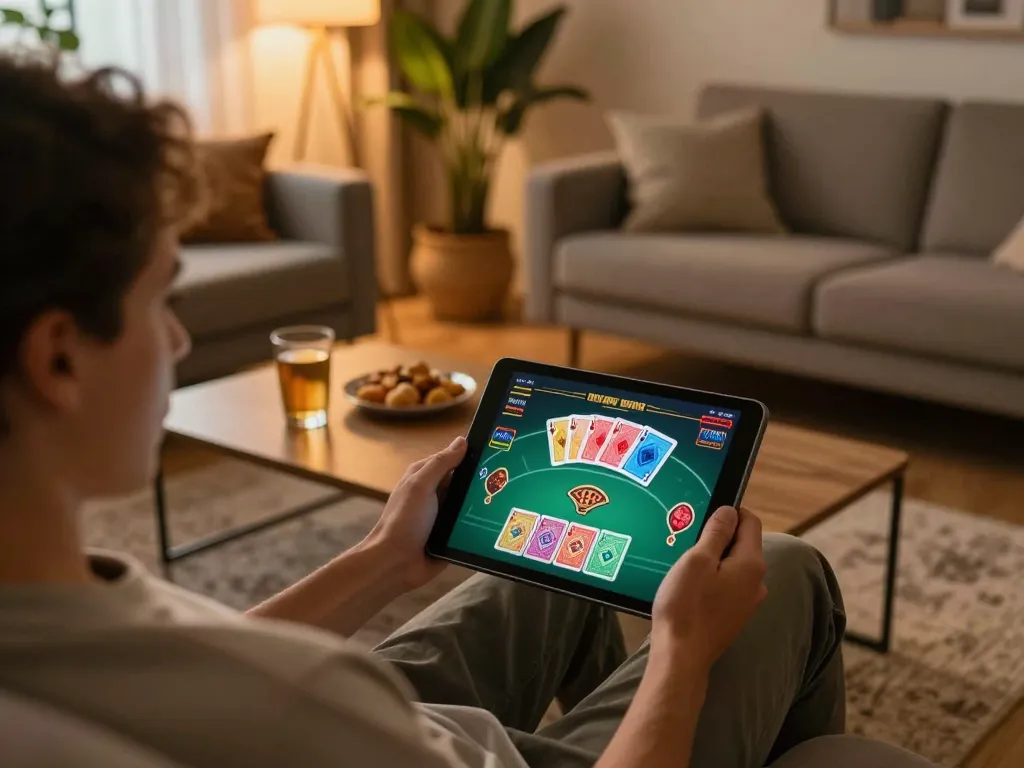 Tham gia trò chơi trên Liên kết 12bet với không gian chơi poker ấm cúng tại nhà.