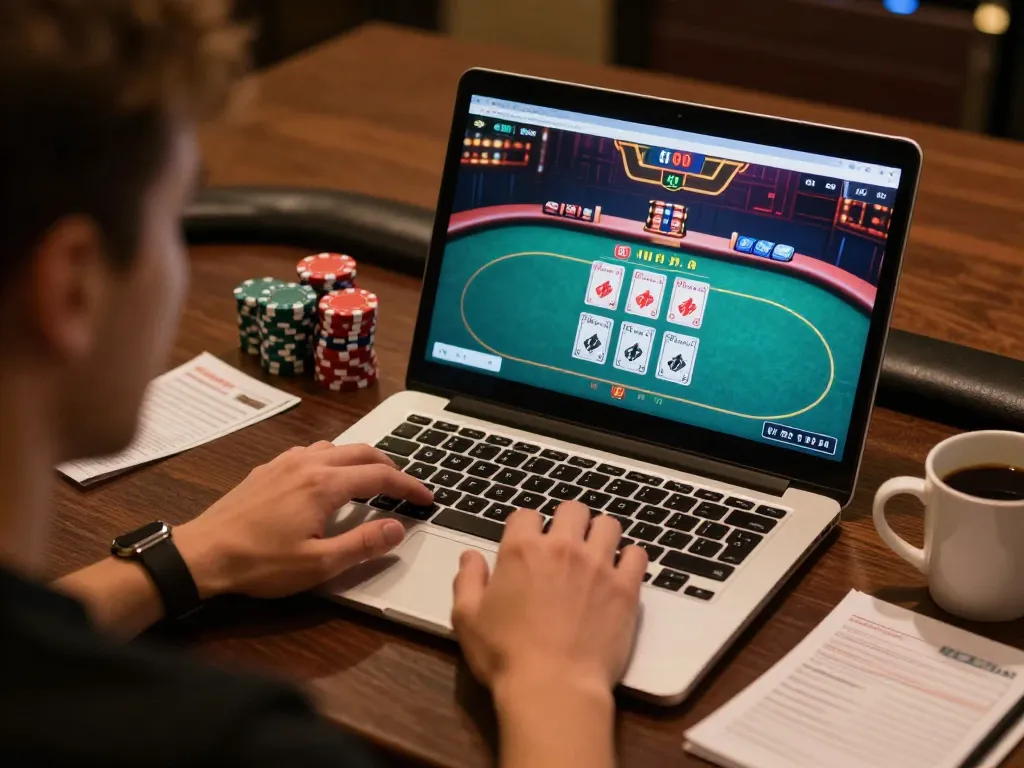 Player engaging in a live poker game at ga8888, showcasing focused gameplay and strategy notes.