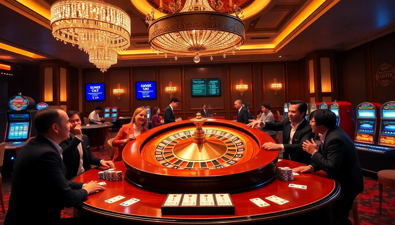 Excited players engaging at a roulette wheel, embodying the thrilling essence of chotruyen.