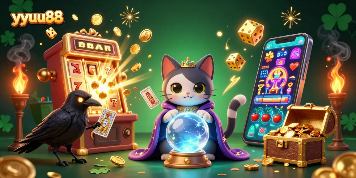 Play festive slot games with yyuu88 featuring a mystical fortune teller and exciting jackpot symbols.