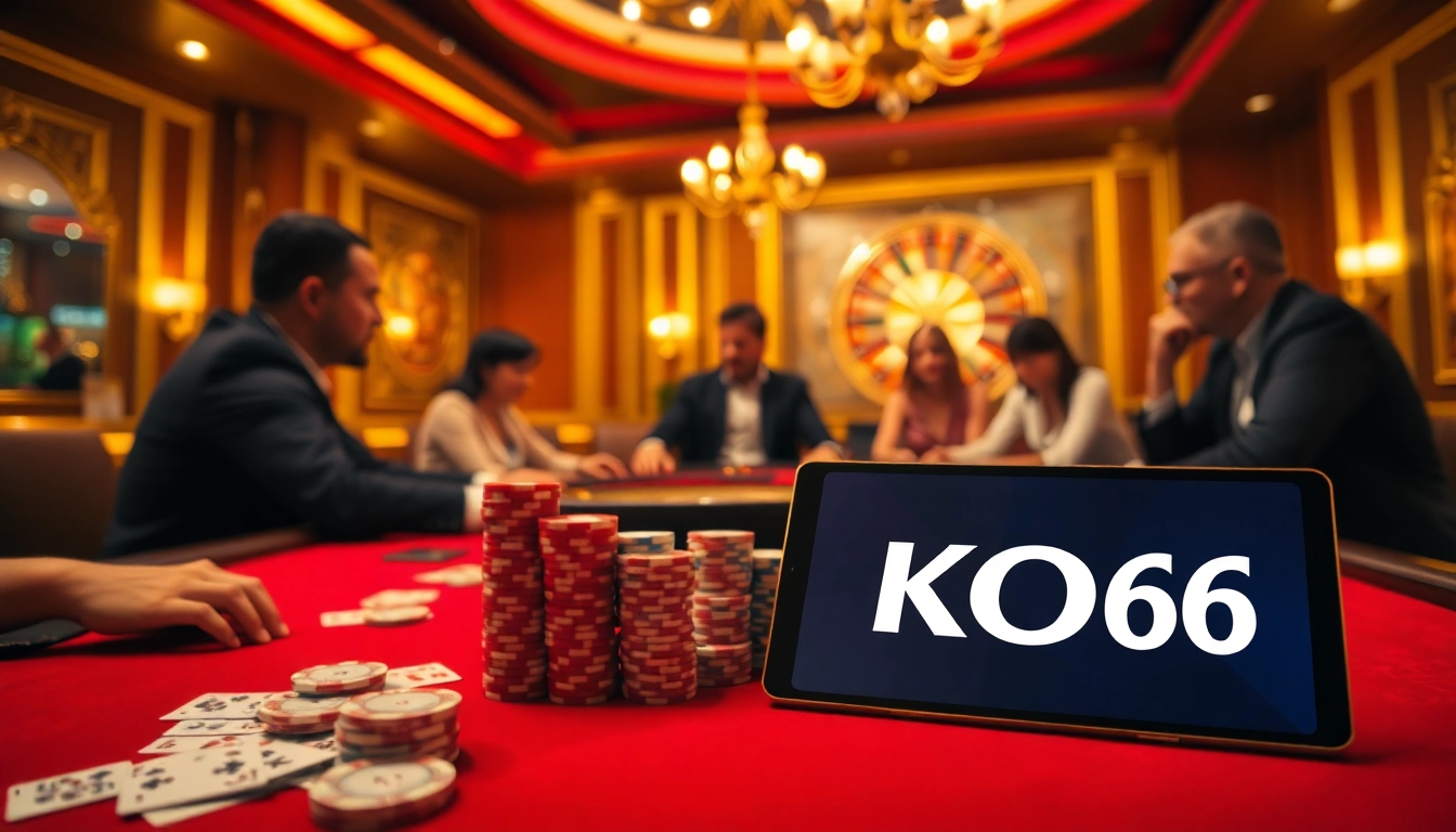 Hành động poker thú vị tại sòng bạc KO66 với những người chơi và các yếu tố trò chơi sống động.