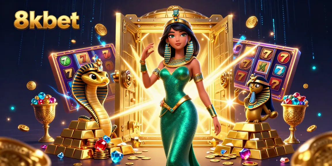 Experience the thrill of winning at 8xbet with vibrant casino scenes and treasures.