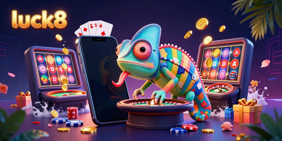 Play online and win big at luck8 with the dynamic chameleon casino owner grabbing golden coins!