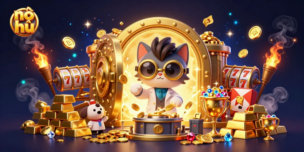 Experience thrilling nổ hũ gameplay with golden treasures, exciting characters, and vivid casino elements.