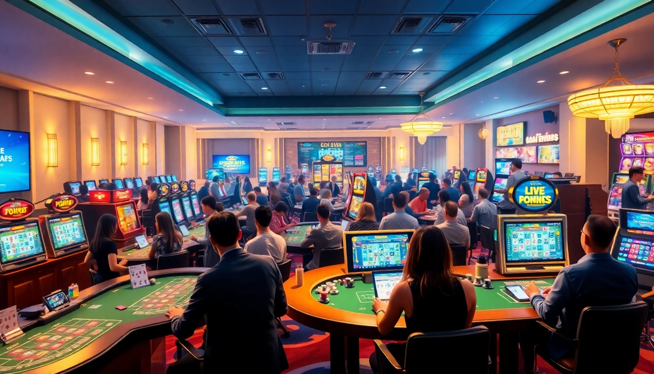 Engaged players enjoying online betting at https://onew88.com/ with a modern casino ambiance.