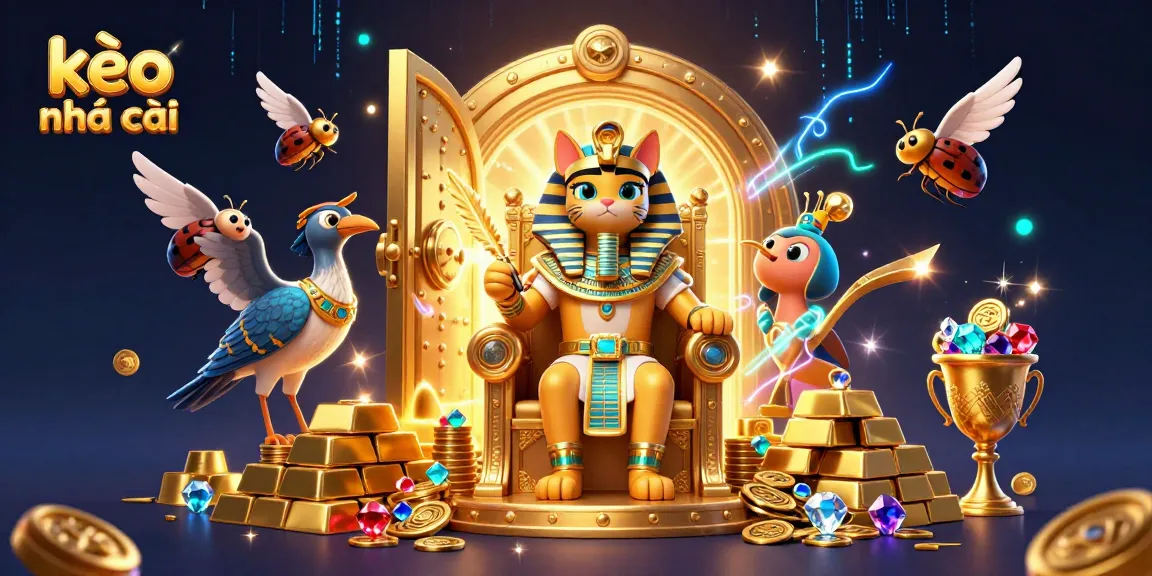 Experience kèo nhà cái with a vibrant 3D illustration showcasing the glory of ancient treasures and gambling elements.