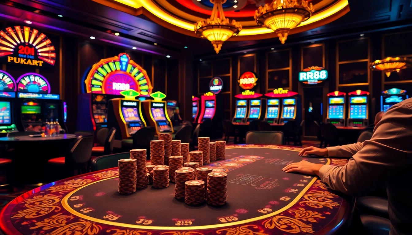Engage in high-stakes poker excitement at RR88's luxurious casino scene.