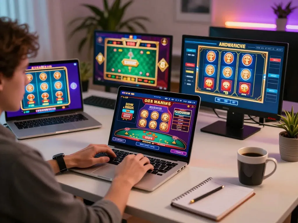 Engaging in strategic gameplay with Fly88's online casino interface on a laptop in a cozy home setup.