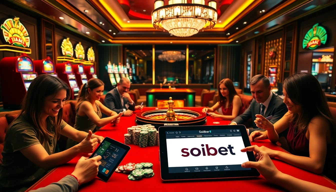 Engaging players at a luxurious casino table, showcasing thrilling moments of strategy and excitement at soibet.