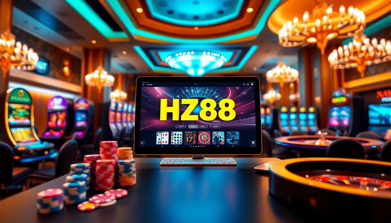Experience the excitement of live betting with the HZ88 platform showcasing vibrant casino games.