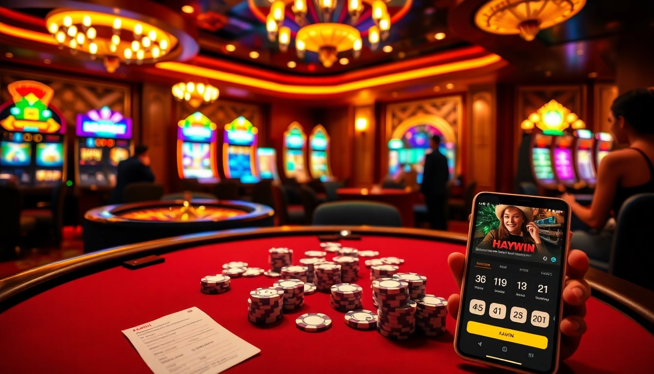 Experience high-stakes gaming at Haywin's luxurious poker table with vibrant chips and cards.