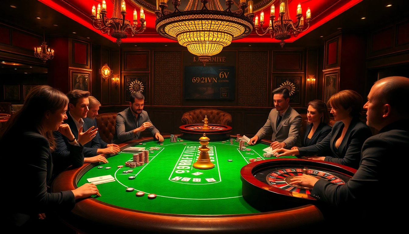 Experience the thrill of poker at 69vn's luxurious casino table with vibrant colors and engaging gameplay.