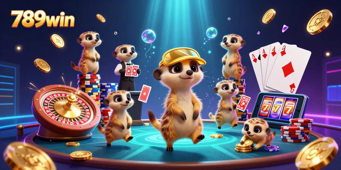 Immerse in the excitement of 789win as meerkats manage a vibrant casino, embracing the thrill of winning!