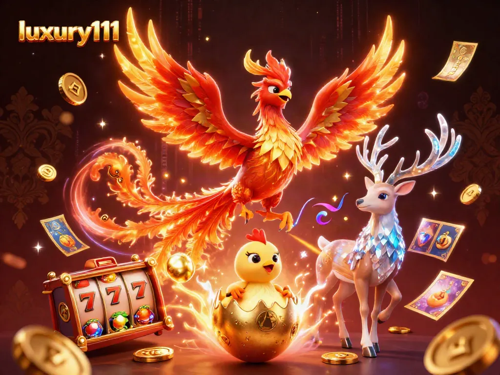 Experience thrilling jackpots with luxury111 in this vibrant casino scene filled with dynamic slots and energy.