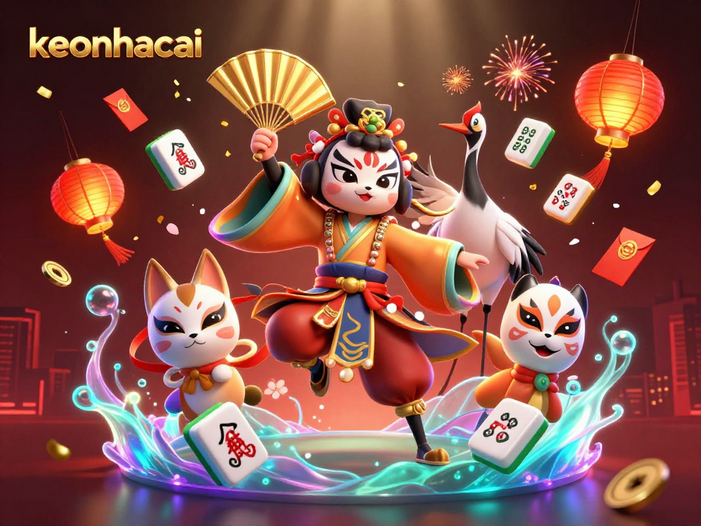 Engage in vibrant casino action with keonhacai while experiencing luck with festive lanterns and game elements.