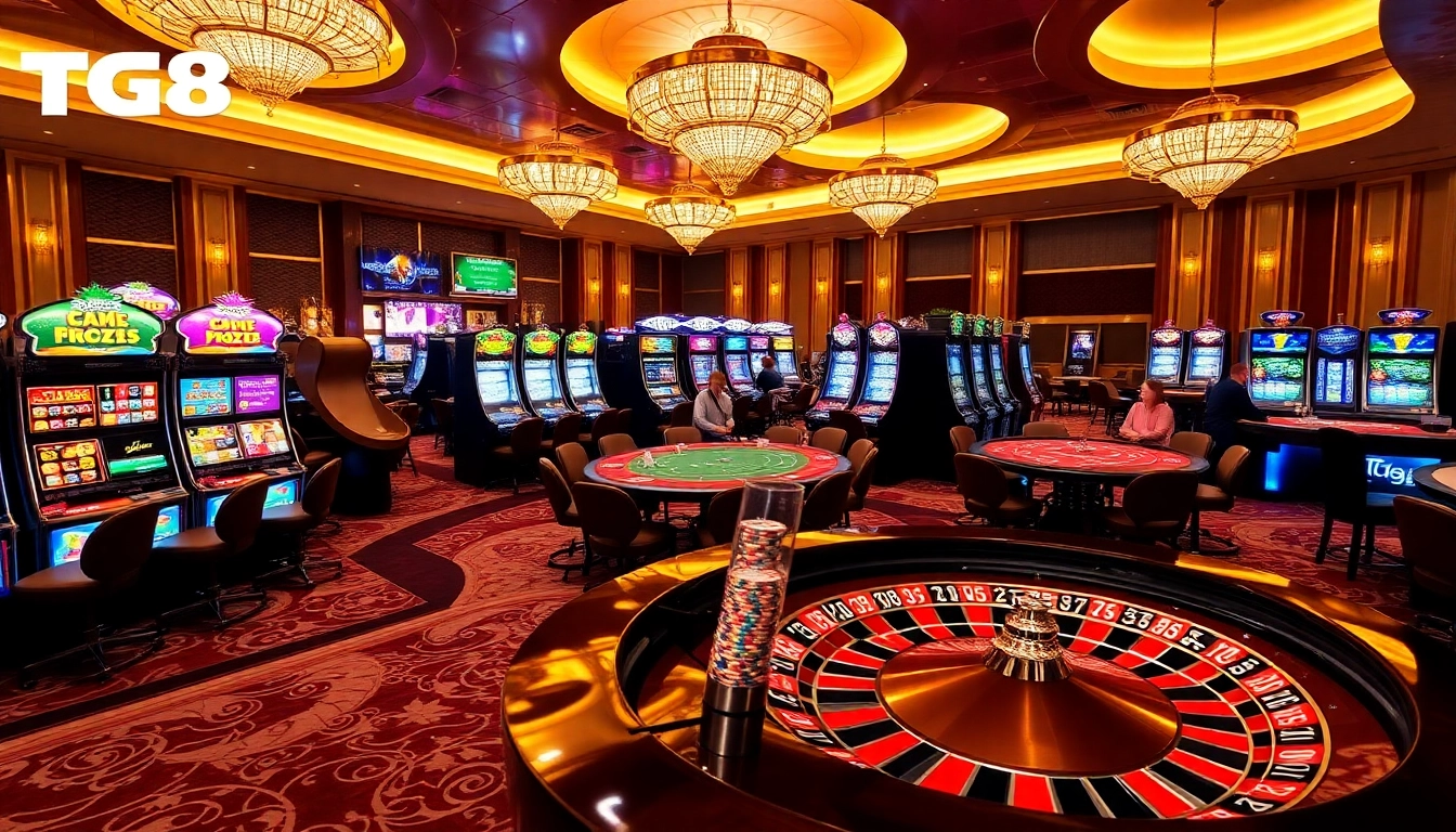 Experience the excitement of TG88 with vibrant casino tables, lively games, and luxurious décor.