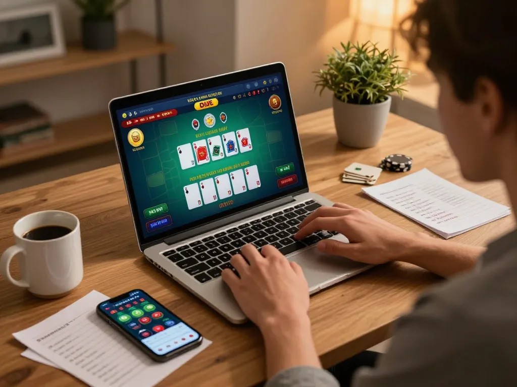 Player engaged in live dealer blackjack game on Bay789, showcasing strategic online gambling.