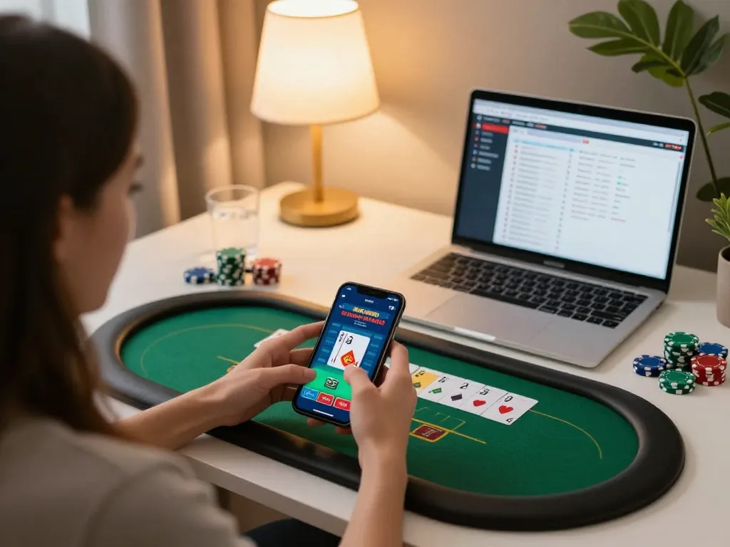Engage in online gaming experience with trang chủ hm88, showcasing vibrant poker gameplay on smartphone