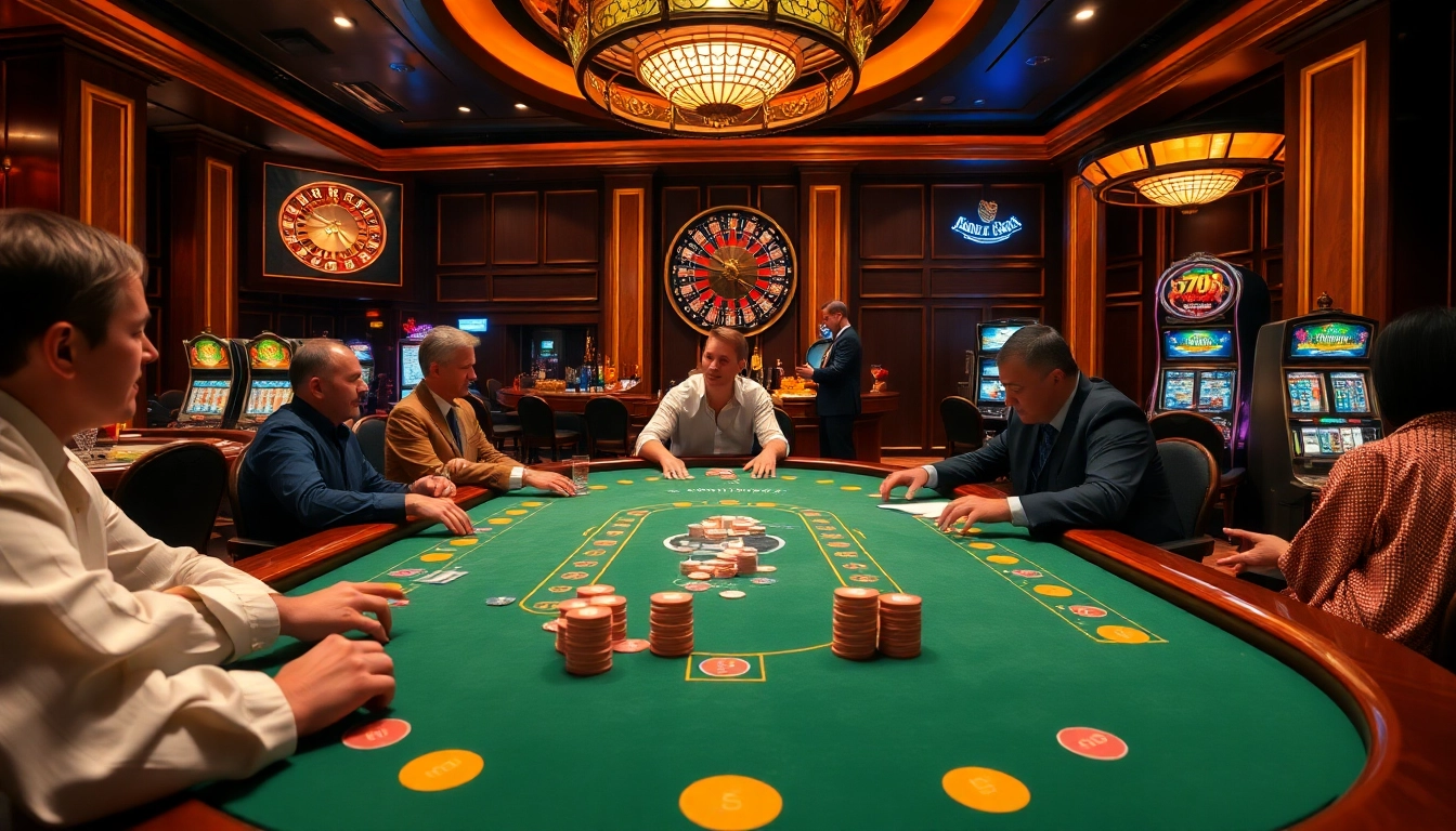 Players enjoying a high-stakes game of Go 88 at an elegant casino table.