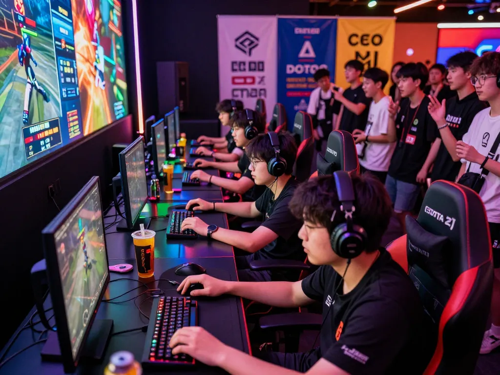 Competitive gaming atmosphere showcasing 6789bet esports tournament with enthusiastic players and vibrant fans