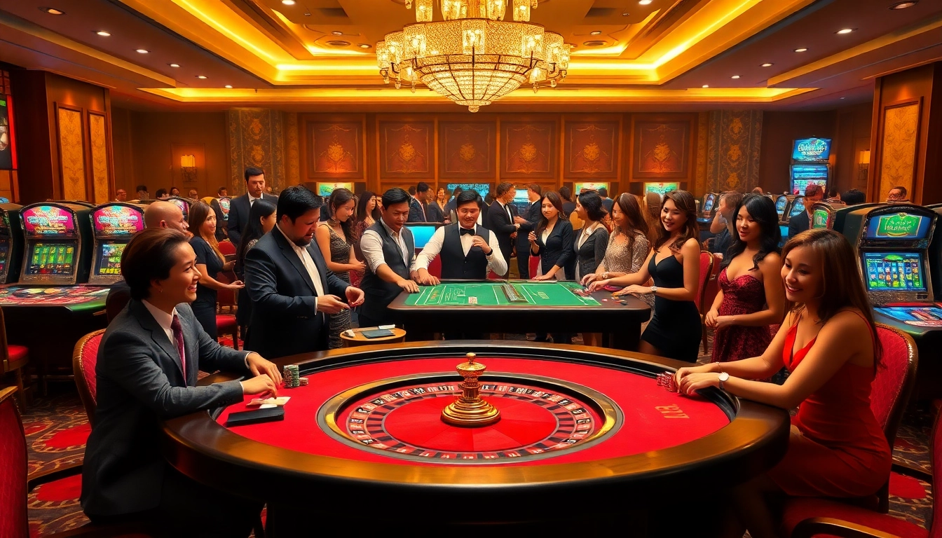 Players enjoying RR88's professional casino experience with poker chips and games.