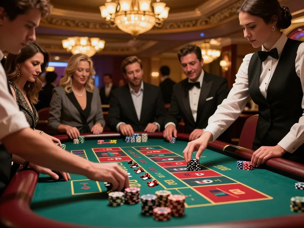 Players enjoying high-stakes roulette at sunwin casino, capturing strategy and excitement in a vibrant atmosphere.