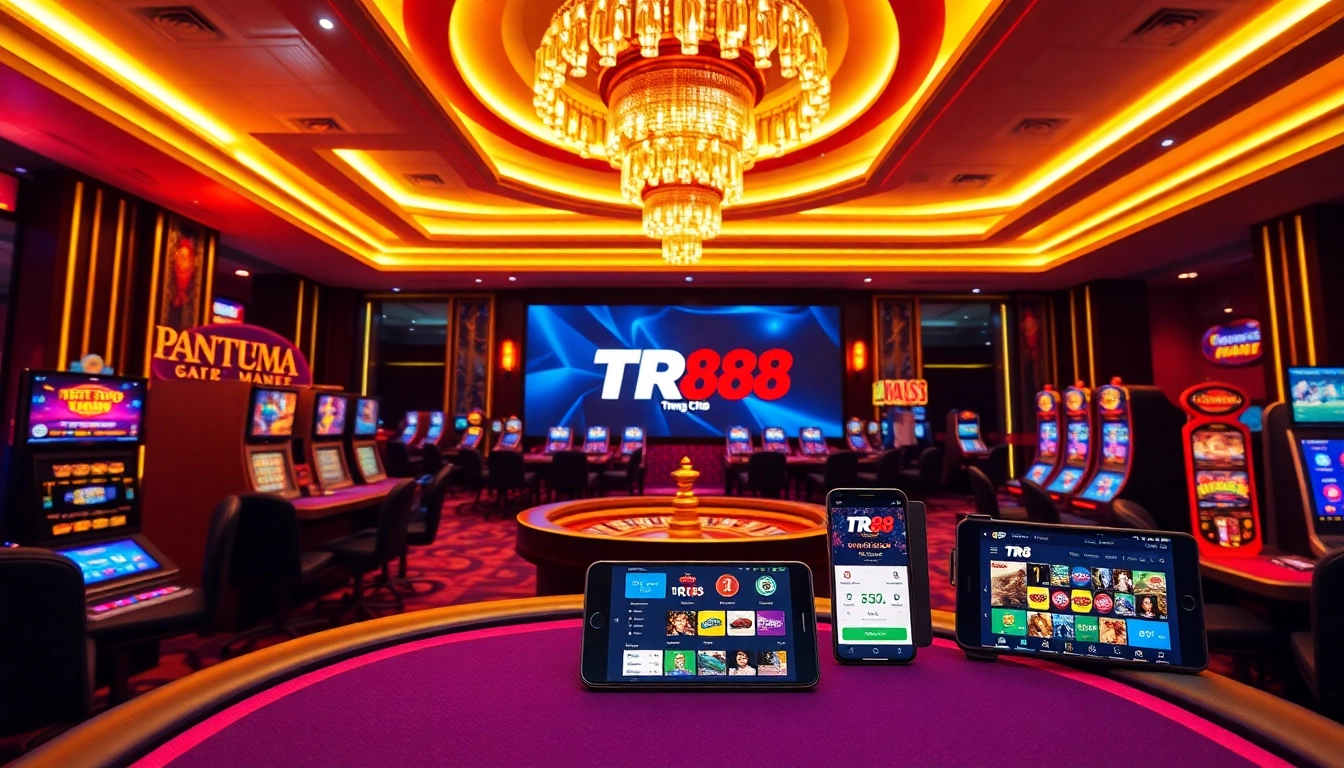 Experience the thrill of online gaming at TR88 trang chủ with vibrant casino visuals and engaging live betting.