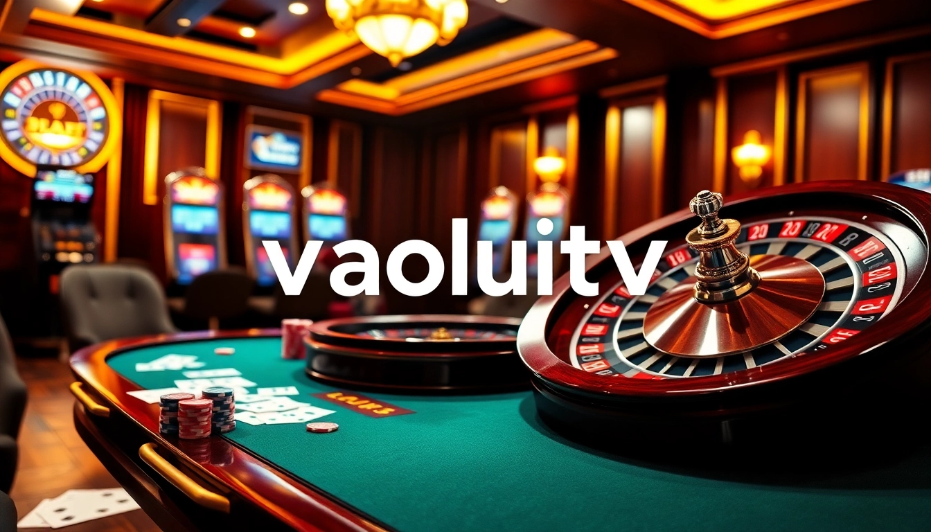 Experience the thrill of online gambling with vaoluoitv at a luxurious casino setting.